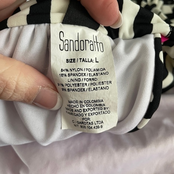SANDORATTO Striped Polka Dot Bikini Swimsuit Swimwear Monte Carlo Buckle Front L - Picture 8 of 9